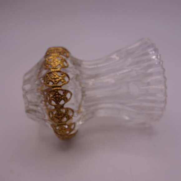 Set of Three(3) Crystal Toothpick Holders with Gold Color Metal Decoration - Picture 11 of 13